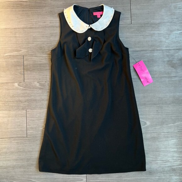 NWT Betsey Johnson Sleeveless Peter Pan Collar Mini Shift Dress Twee Size 10 - Picture 2 of 6